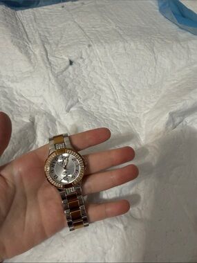 Guess Two-Tone Crystal Accent Wristwatch